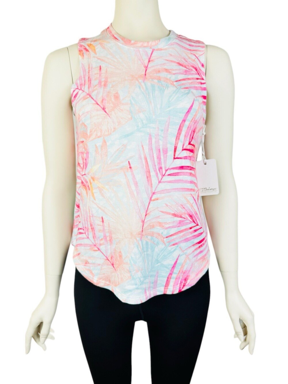 PJ Salvage Loungewear Tank Top Women's XS Peachy Party Palm Tree Leaves Terry